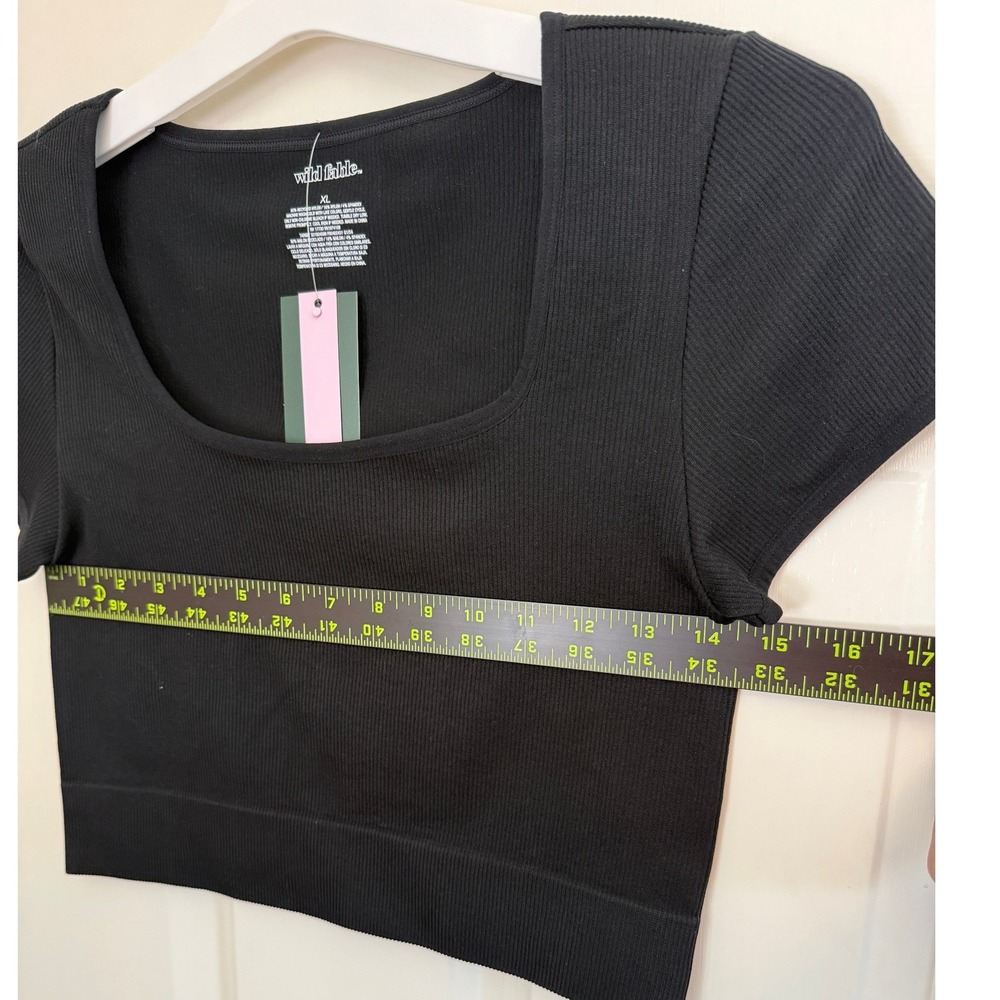 Wild Fable Womens XL Black Seamless Ribbed Square Neck Crop Top NWT - Picture 7 of 7